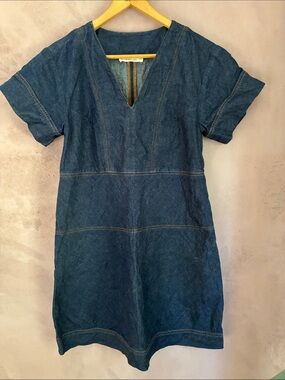 Everlane Indigo V-Neck Short Sleeve Denim Dress